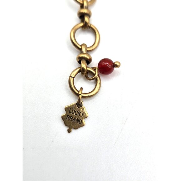 Lucky Brand Boho Pendant Necklace Enamel Art Deco Style Green Coral 19" Chain - Picture 5 of 6